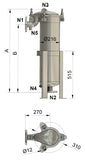 Beutelfiltergehäuse für Filterbeutel Größe 1 / Edelstahl 304 / DN50 Flansch